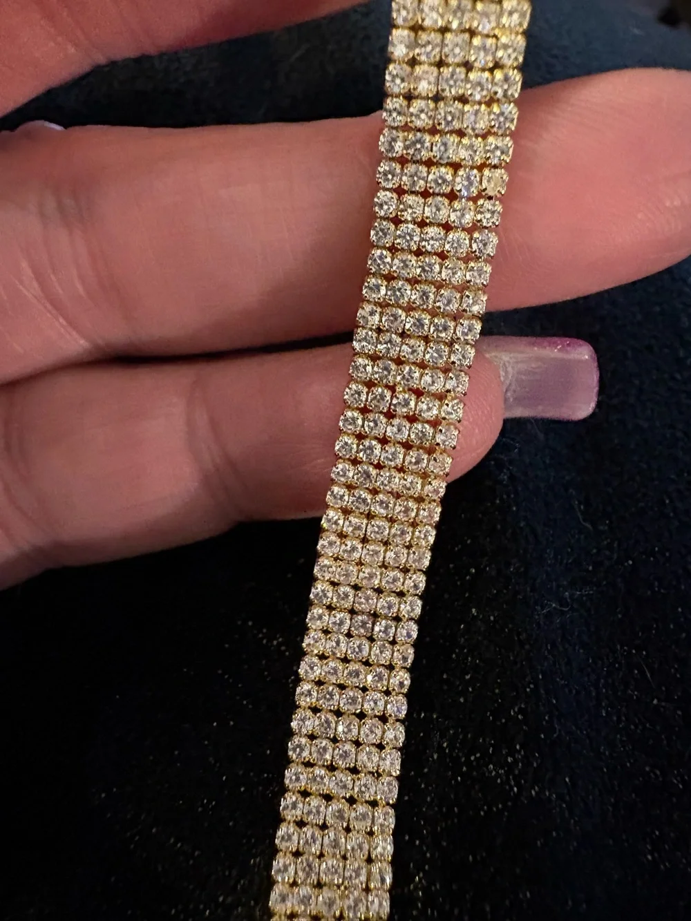 Bracelet- Cubic Zirconia Tennis Bracelet, Gold Plated, Multiple Row Designs,
